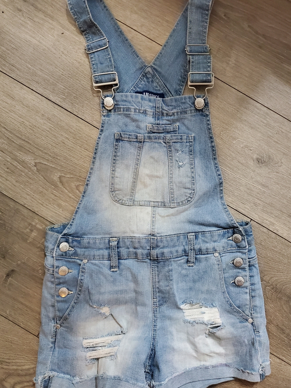 Blue Spice Light Wash Denim Short Overalls